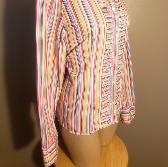 Liz Claiborne Striped Button Down Blouse Size L - Picture 5 of 5